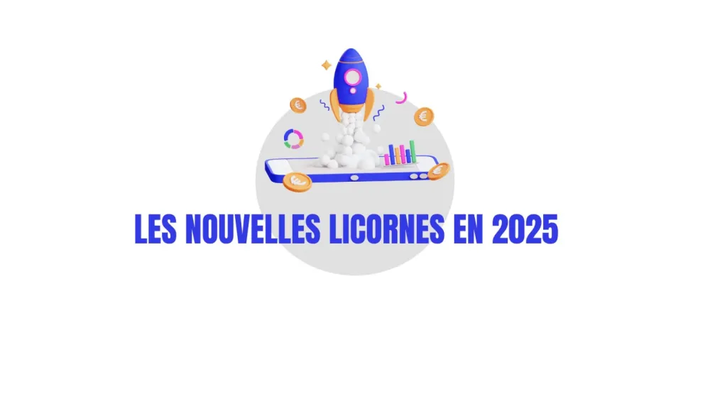 Illustration d'une fusée décollant d'un smartphone entouré de graphiques et de pièces d'euro, symbolisant la croissance rapide des startups.