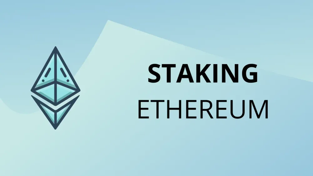 Image d'un logo Ethereum et du texte "Staking Ethereum".