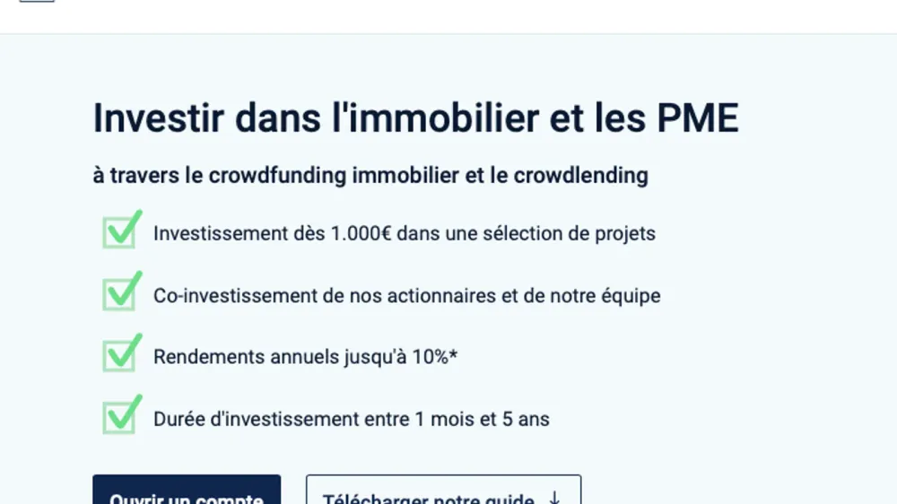 Avantages de l'investissement immobilier et PME via WeShareBonds : investissement dès 1000€, co-investissement, rendements jusqu'à 10%, durée flexible.