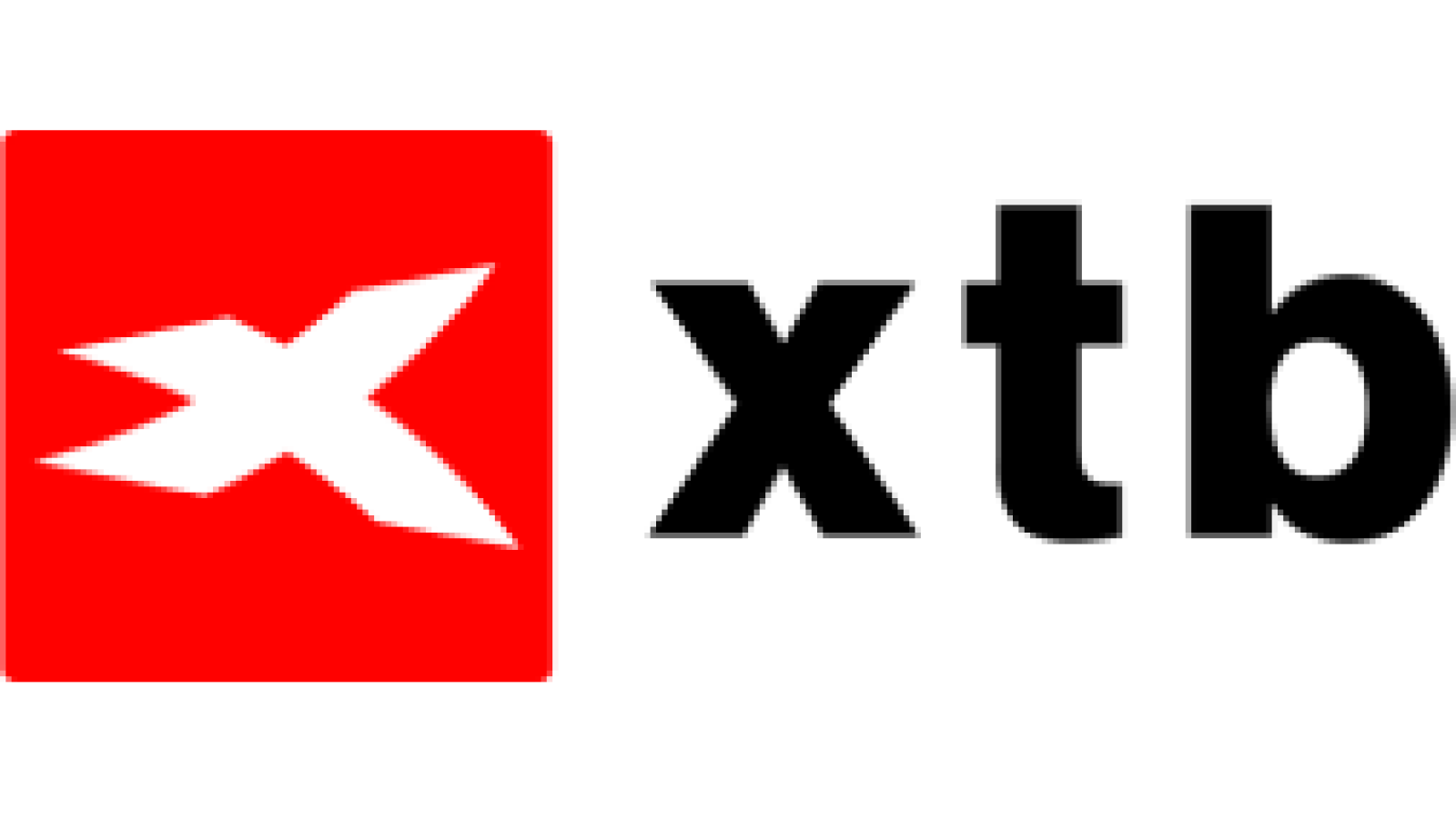 Logo XTB : un X noir sur fond rouge, symbole de la plateforme de trading en ligne.