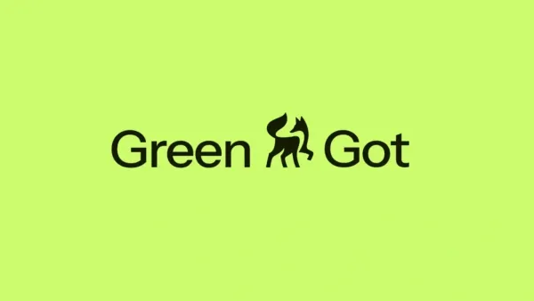 Logo de Green-Got avec un renard stylisé entre les mots Green et Got, sur fond vert clair.