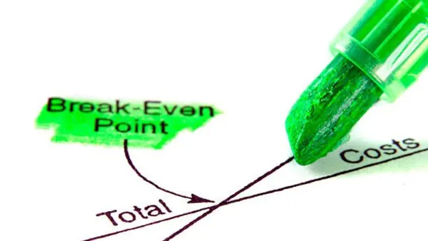 Un marqueur vert met en évidence le point d'équilibre sur un graphique.