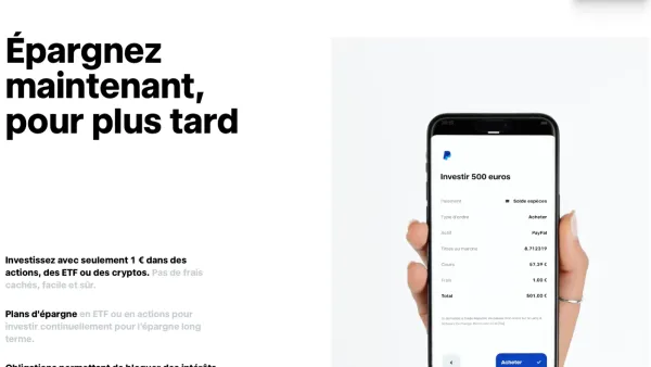 Capture d'écran de l'application Trade Republic montrant un investissement de 500 euros dans PayPal.