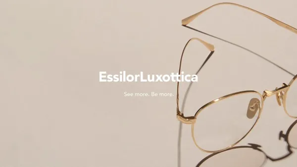 Lunettes dorées EssilorLuxottica sur fond beige, symbolisant la vision et l'optique.