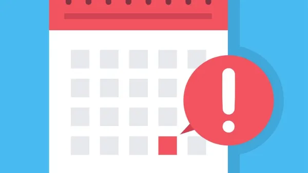 Calendrier avec un point d'exclamation rouge, symbolisant une date limite ou un rappel important.