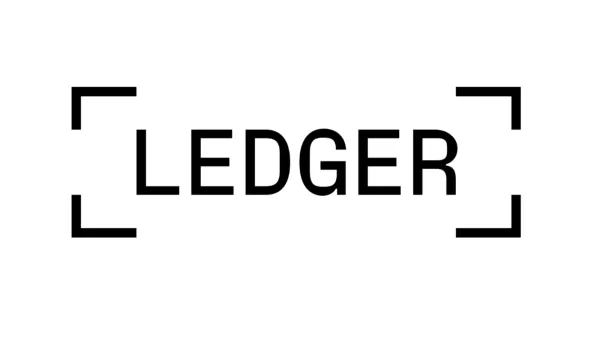 Logo de Ledger, une entreprise spécialisée dans la sécurité des cryptomonnaies, avec le mot "LEDGER" encadré par des crochets.