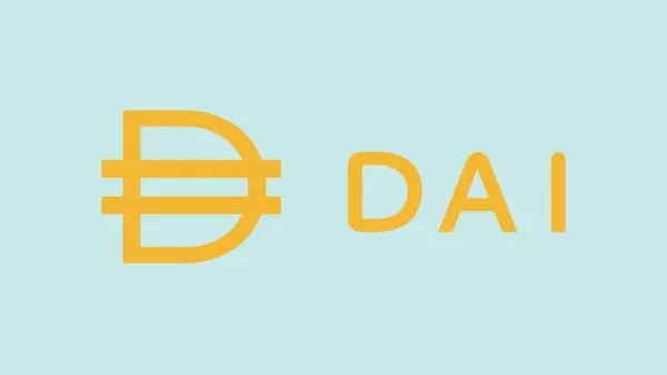 Logo de la cryptomonnaie DAI, un stablecoin décentralisé adossé au dollar américain.