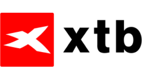 Logo XTB : un X noir sur fond rouge, symbole de la plateforme de trading en ligne.